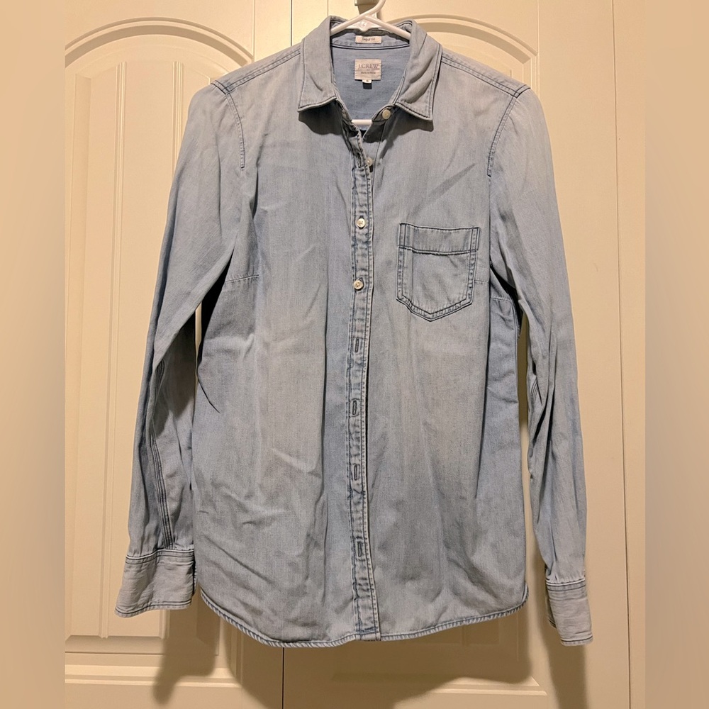 J. Crew Women’s Perfect Fit Chambray Button Down Shirt